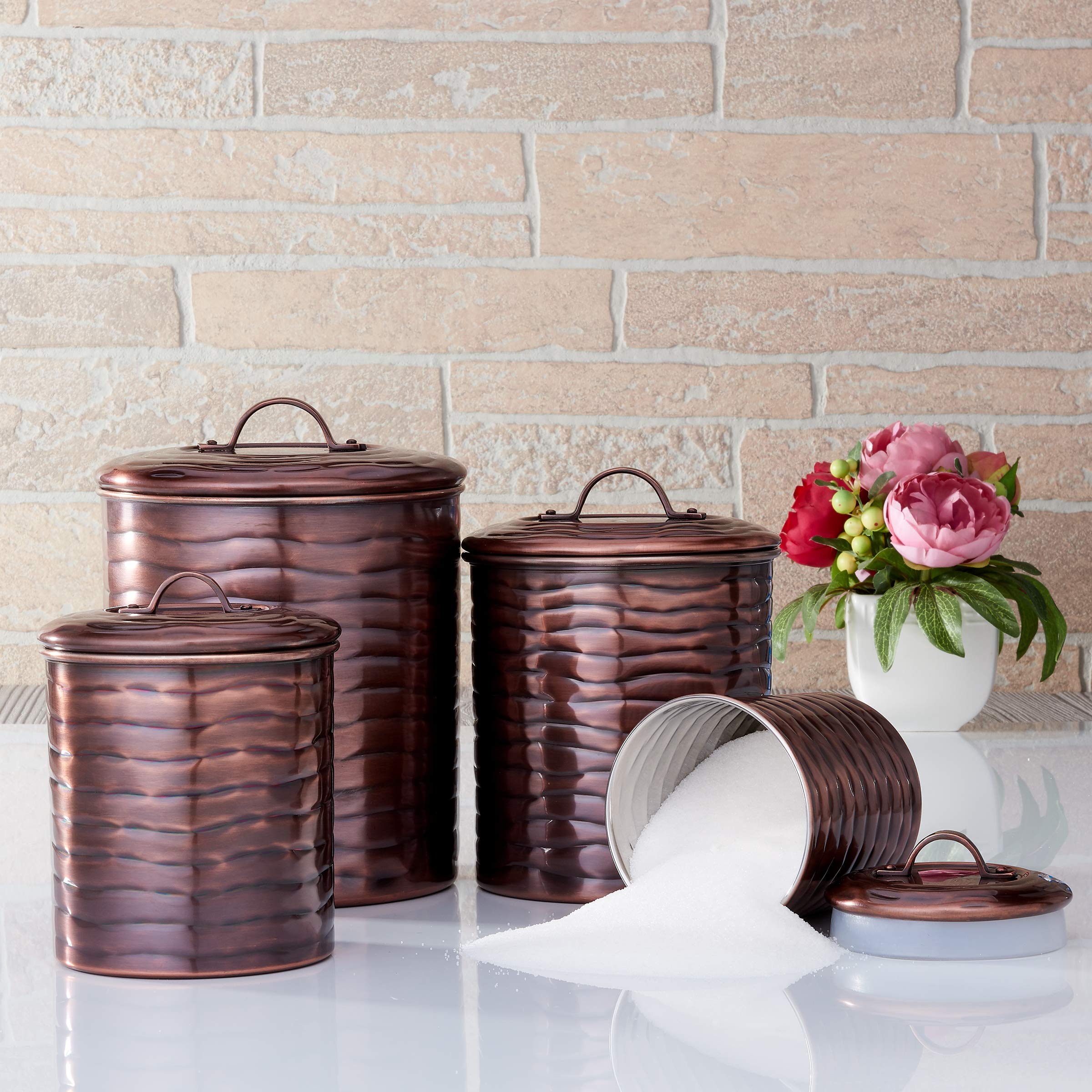 Amazon.com: Old Dutch Antique Copper 'Wave' Canister Set, 4 Qt, 2